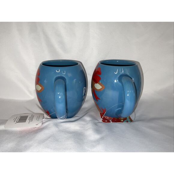 NWT BIOWORLD RUDOLPH RED NOSED REINDEER CHRISTMAS BLUE 16 Oz MUG CUP SET/2 - Picture 4 of 7